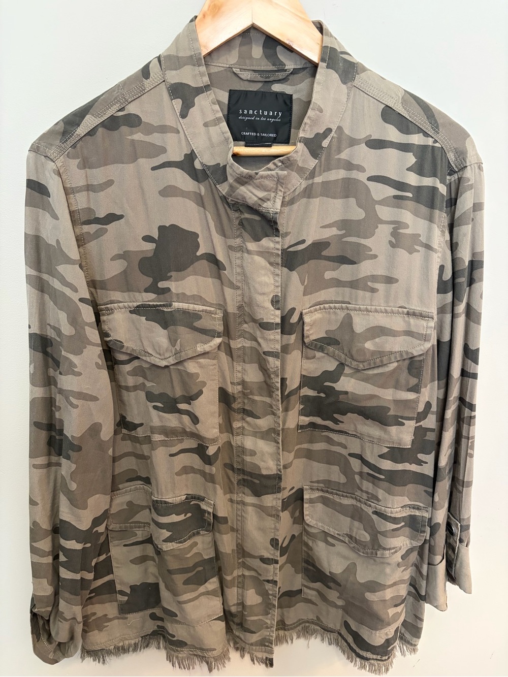 Sanctuary Olive & Dark Green Camo Utility Jacket